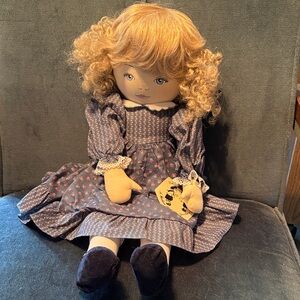 Annette by Pauline Doll with Curly Blonde Hair and Navy Dress